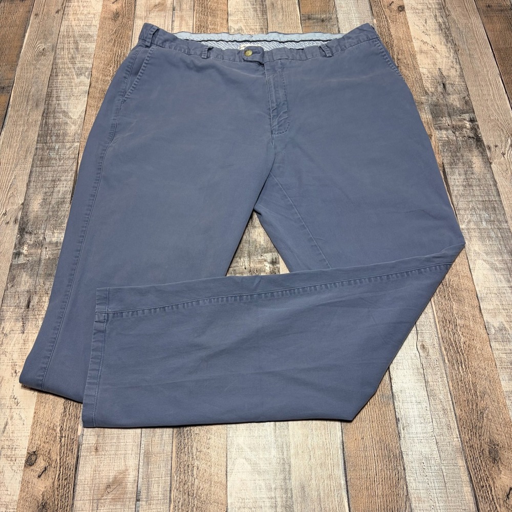 Peter Millar Crown Sport Pants Mens 38x32 Blue Gray Pima Cotton Chino Flat Front